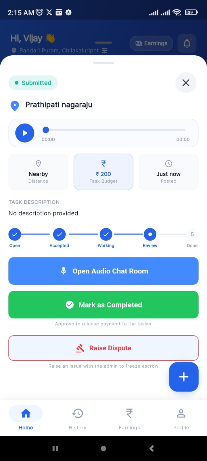 MICTO task detail and proof screen